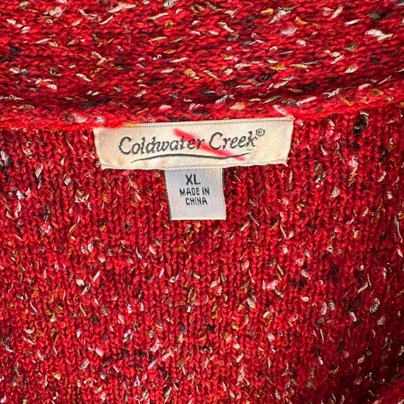 Coldwater Creek Womens Red Soeckled Knit Pullover Sweater V Neck size XL - Picture 4 of 13